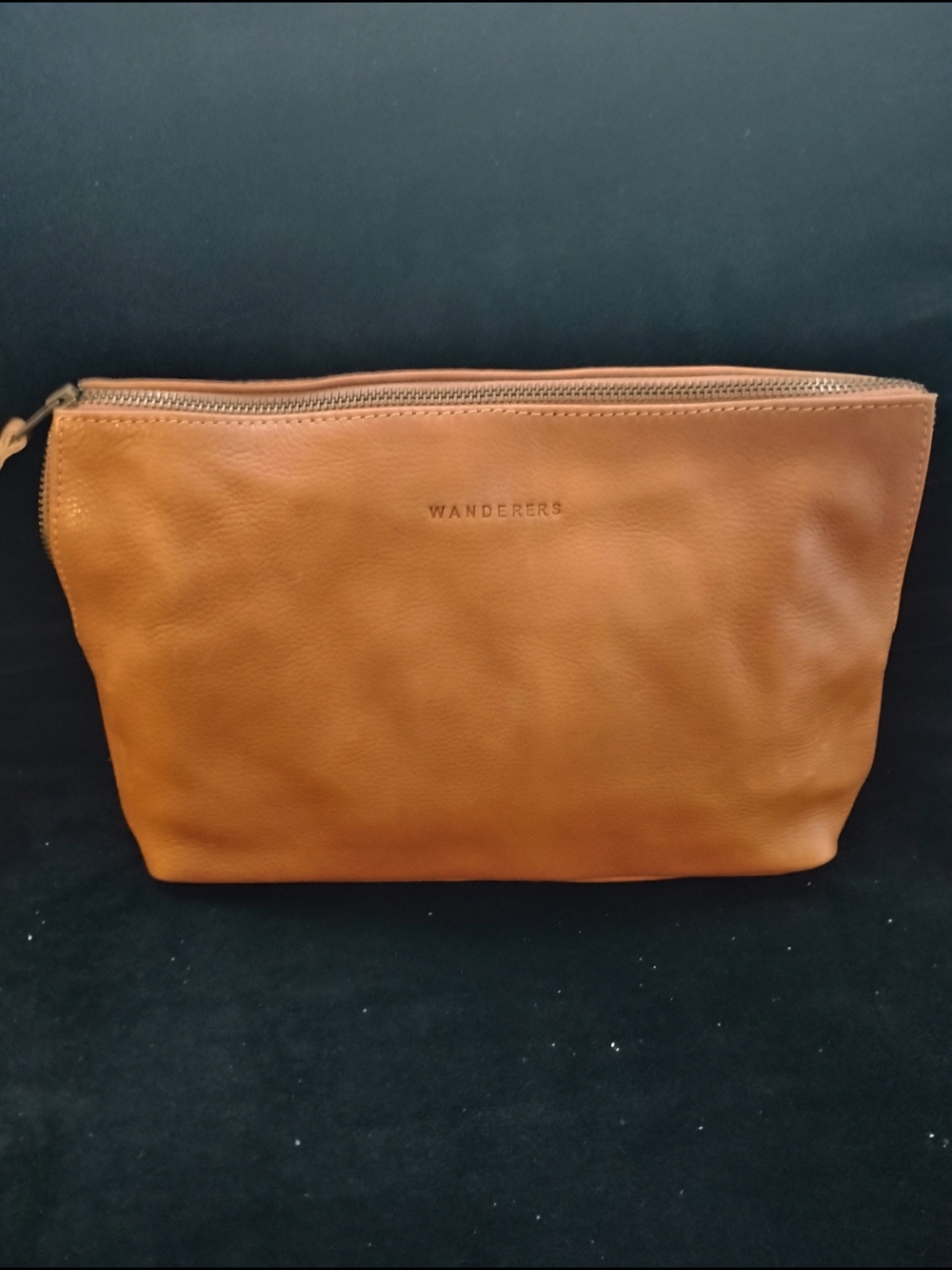 Wanderers Butterscotch Leather Zipper Pouch Toiletry Bag
